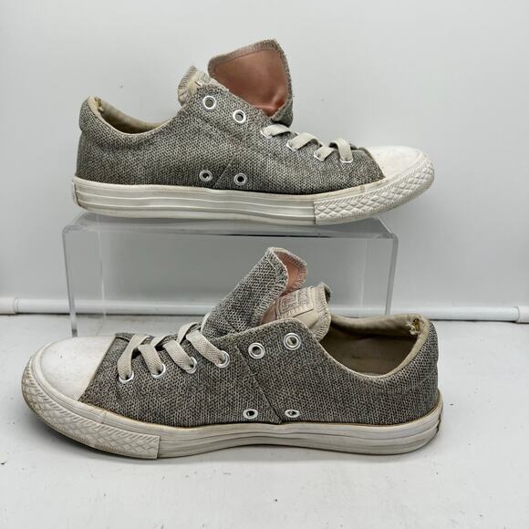 Converse Shoes Youth 5 Womens 7 Gray Silver Double Tongue Chuck Taylor Low - Picture 1 of 10